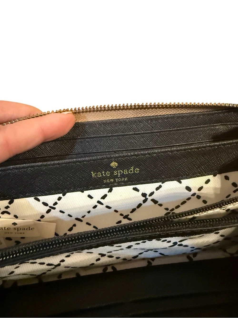 Kate Spade Two-Tone Zip Around Wallet — Taupe & Black